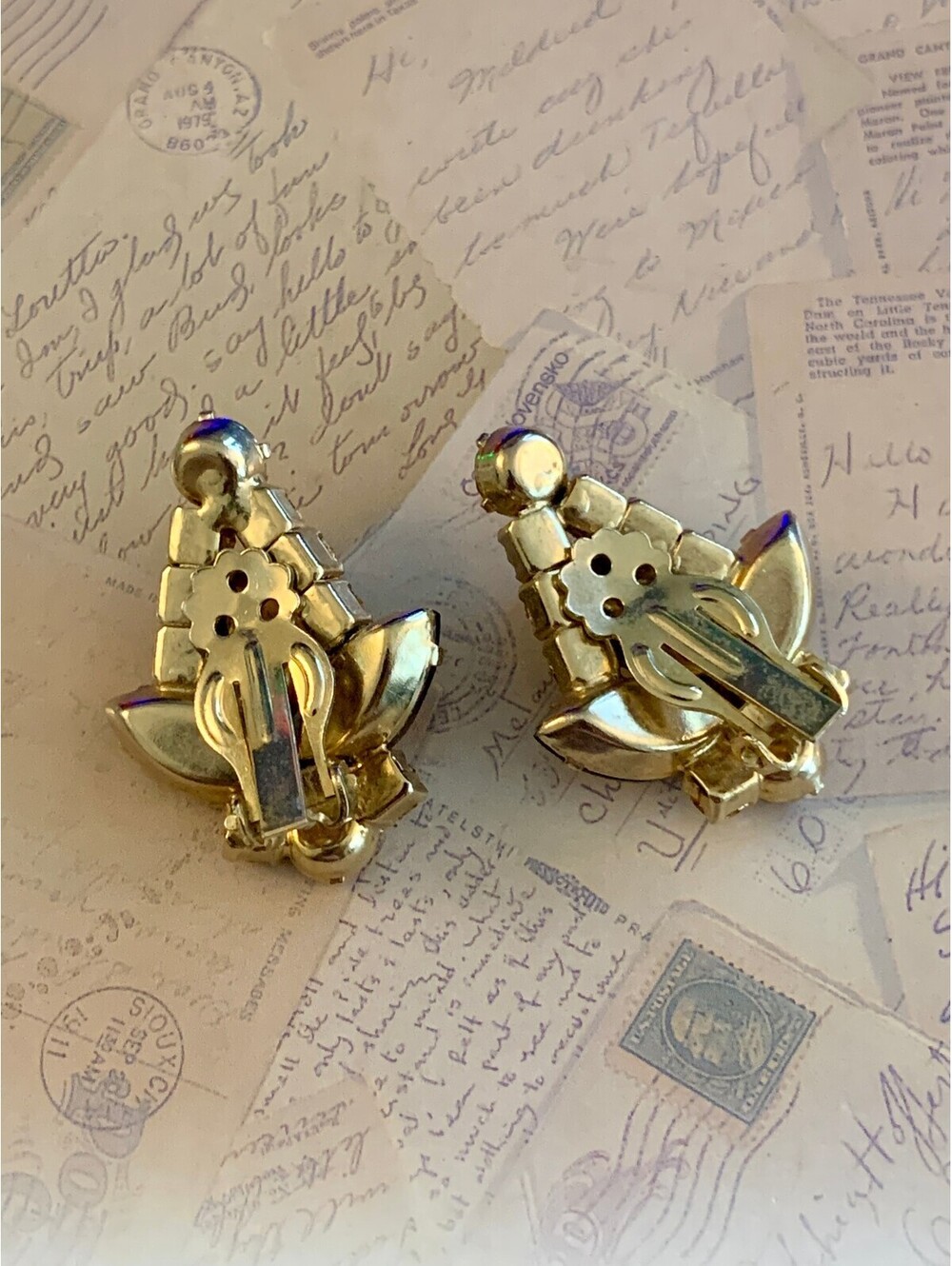 Sparkling Juliana Style Amber Crystal Clip-On Earrings Elegant Statement Jewelry - Picture 2 of 3